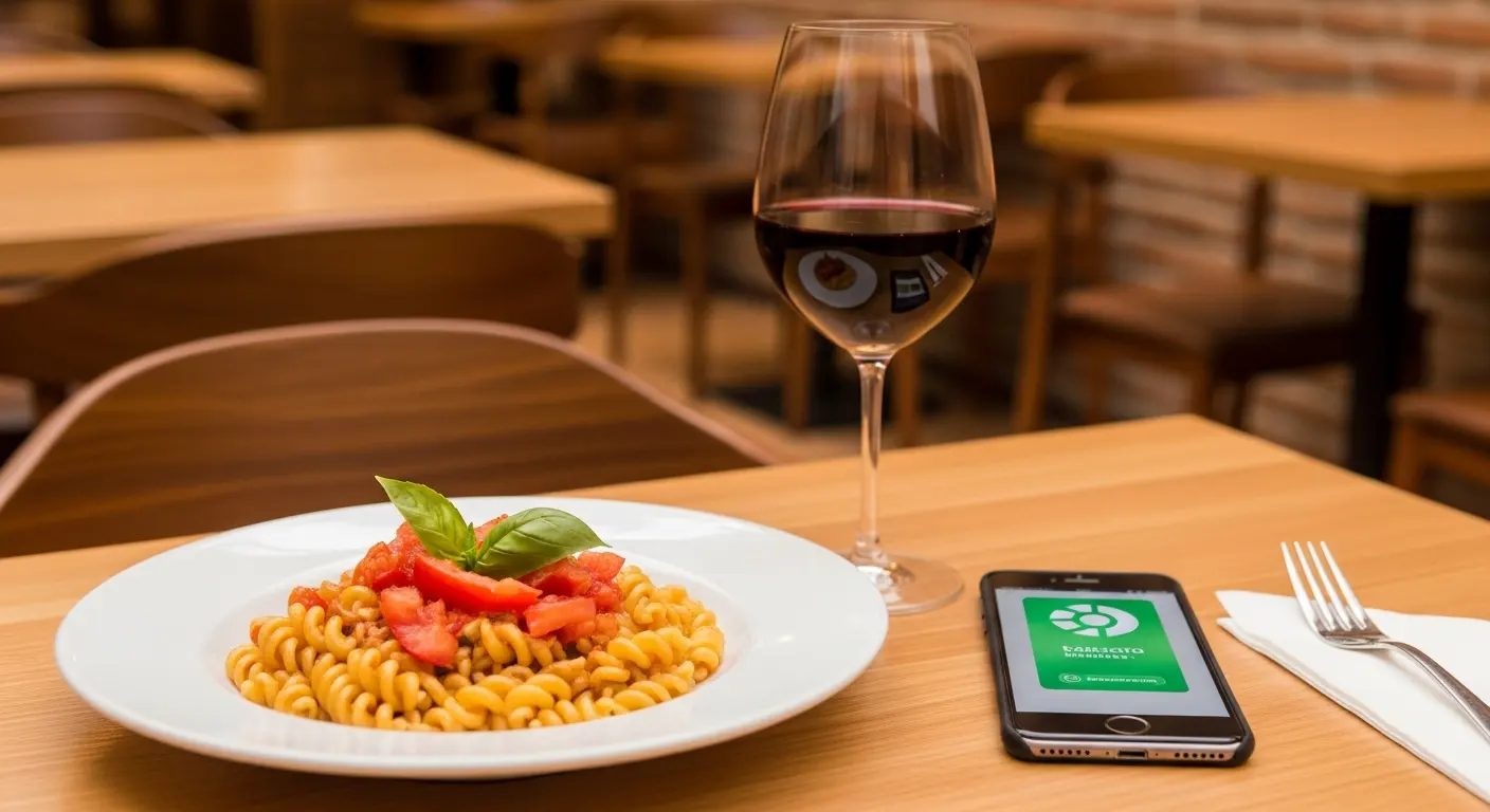 Carta digital para restaurante italiano: pasta, pizza, vinos y maridajes claros