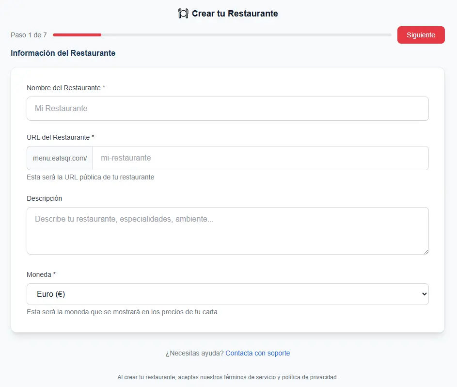 Datos del restaurante