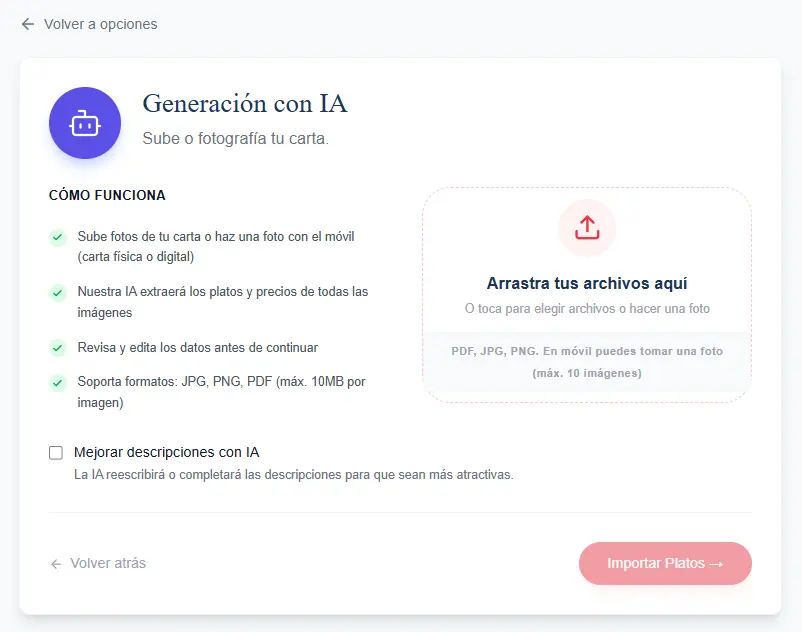 Generación con IA inicio