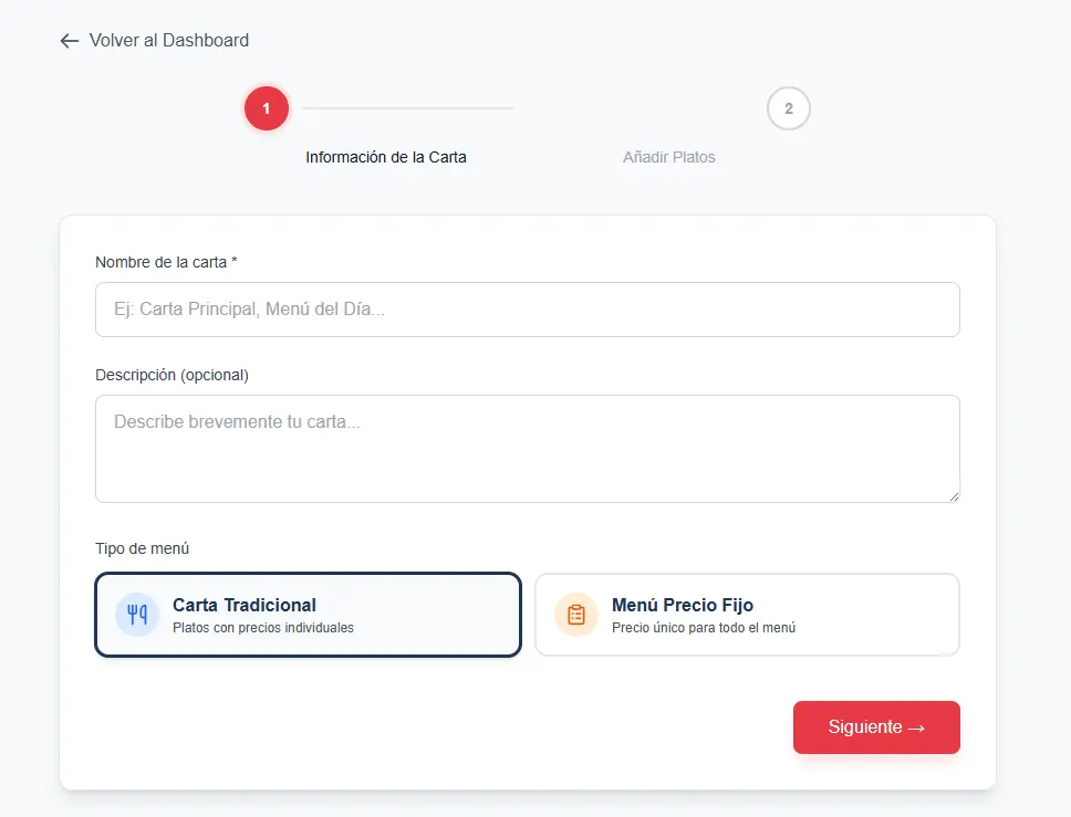 Formulario Información de Carta